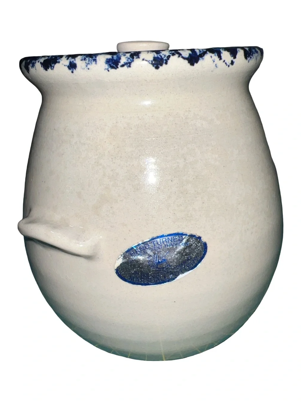 Marshall Pottery Signed Lidded Crock Vase Bluebonnets 8,3/4